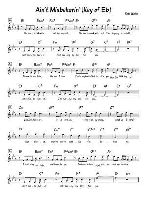 Play Official version of Ain't Misbehavin' Sheet Music by Thomas