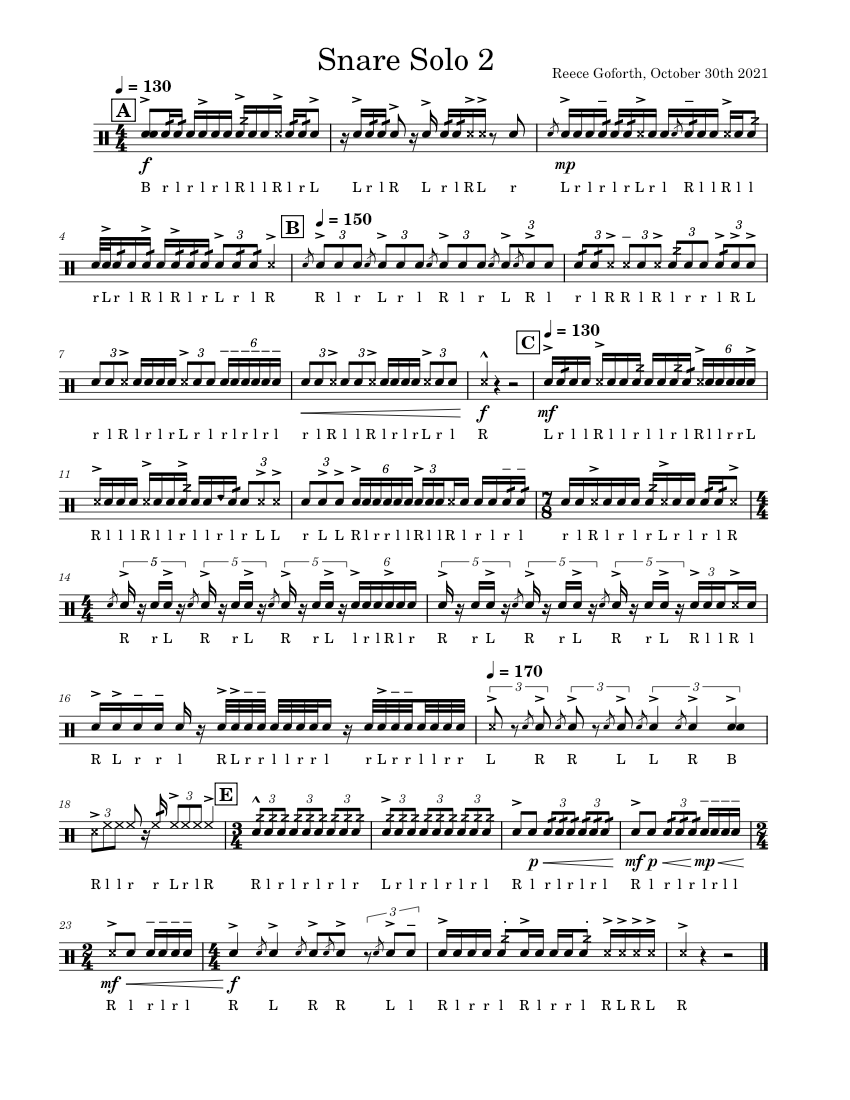 Snare Solo 2 Sheet music for Snare drum (Solo)