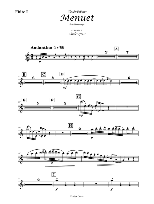 Debussy - Menuet (Suite Bergamasque) (orch. Vinder Crass) (PARTS)