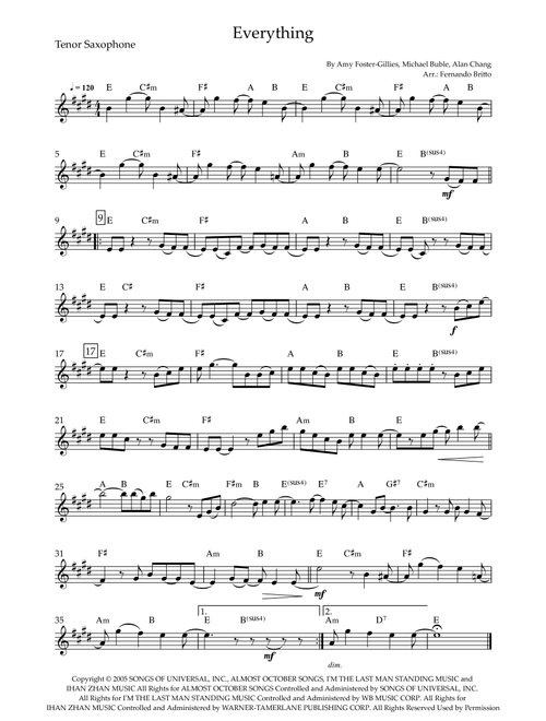Everything (Arr. Fernando Britto) - Michael Buble (Tenor Sax Solo)