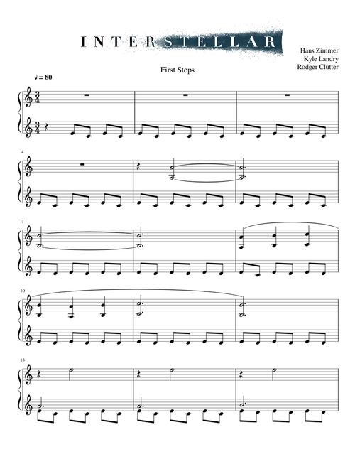 First Steps - Interstellar - Hans Zimmer - Piano Solo