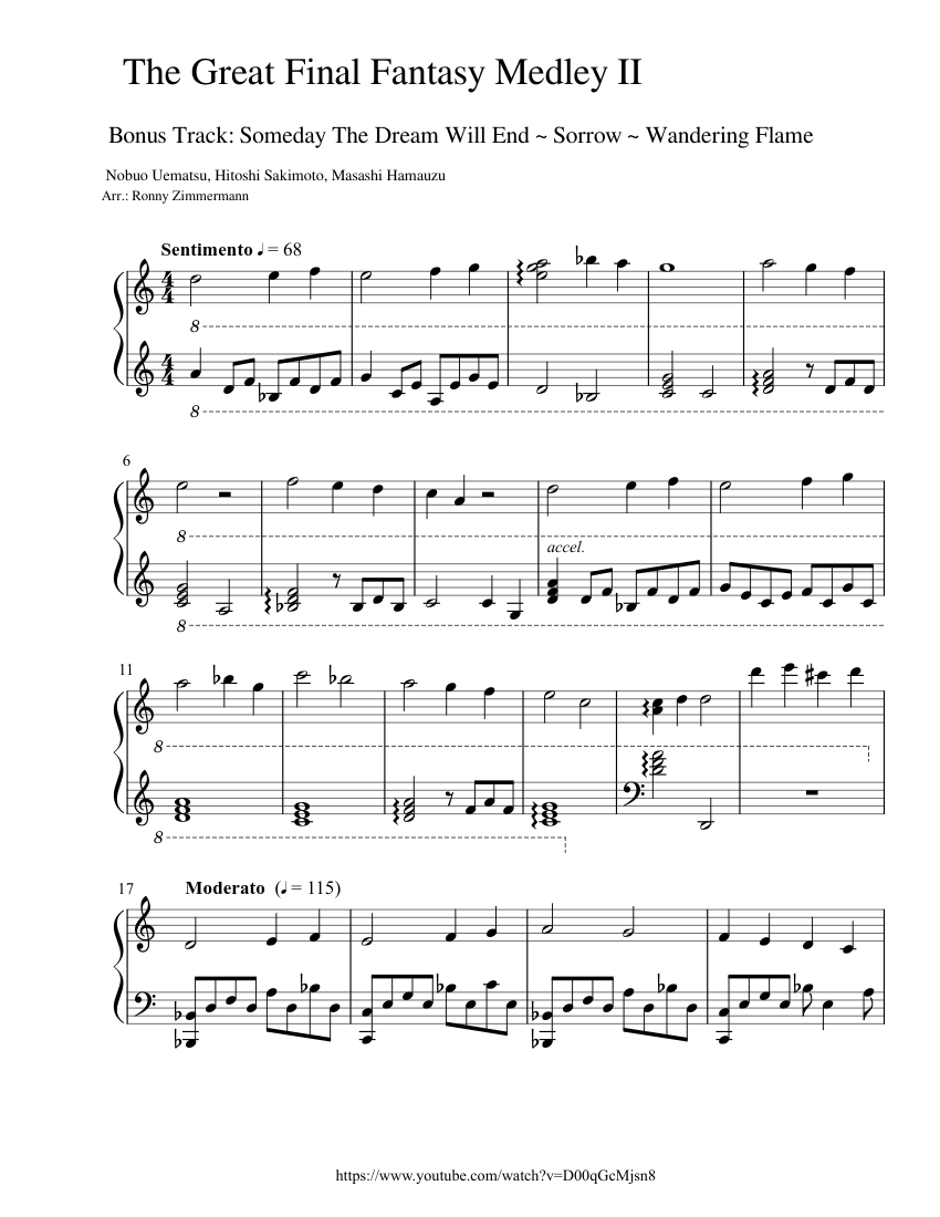 Someday The Dream Will End ~ Sorrow ~ Wandering Flame Sheet Music
