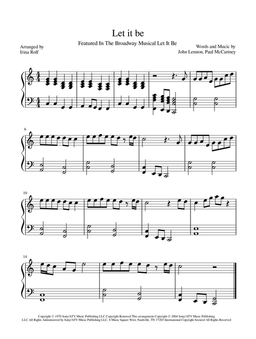 Let It Be (Arr. Irina Rolf) - Kris Allen (Piano Solo)