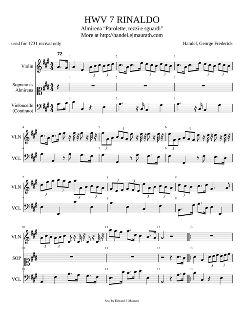 HWV7A2N22b - "parolette, rezzi e sguardi" from "Rinaldo," (1731)