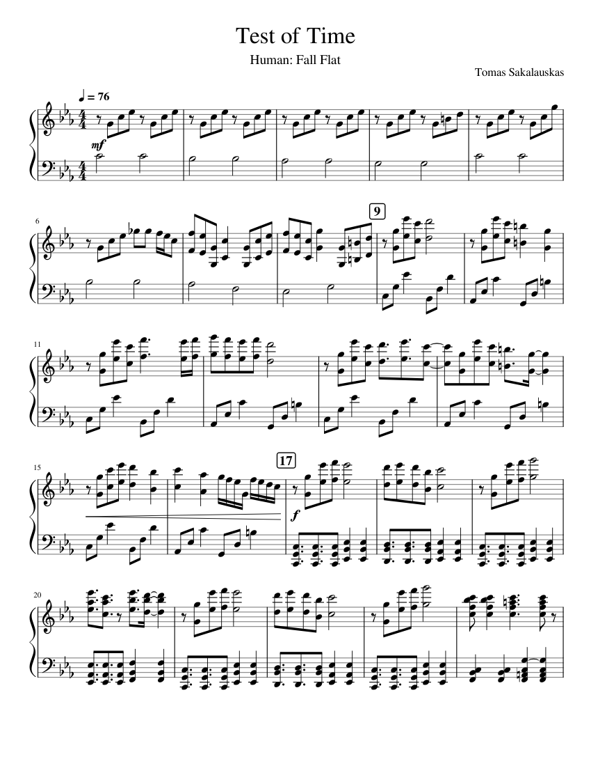 Test of Time (Human Fall Flat) Tomas Sakalauskas Sheet music for
