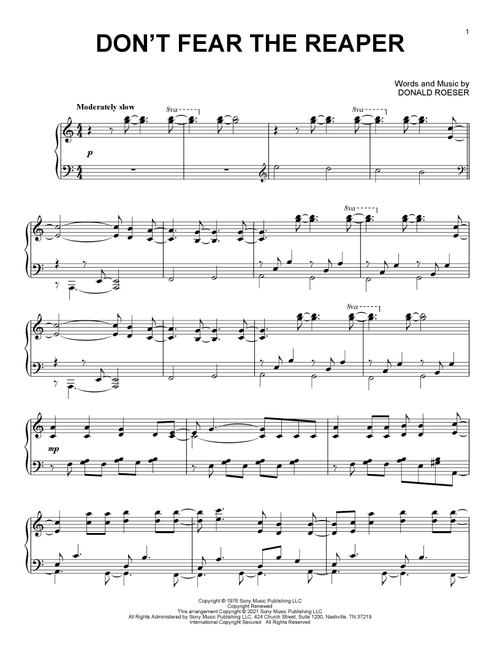 Don't Fear The Reaper [Classical version] (arr. David Pearl) - Blue Oyster Cult (Piano Solo)
