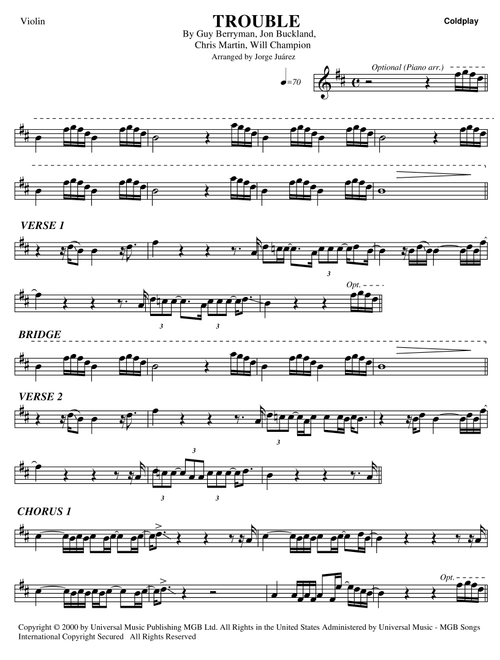 Trouble (Arr. Jorge Juárez) - Coldplay (Violin Solo)