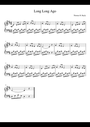 Long, Long Ago – Thomas Haynes Bayly Sheet Music for Piano, Violin