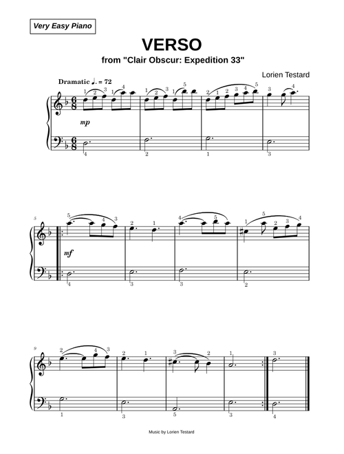 Verso [from Clair Obscur: Expedition 33] - Lorien Testard (Very Easy Piano)