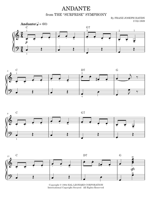 Andante - Franz Joseph Haydn (Easy Piano)