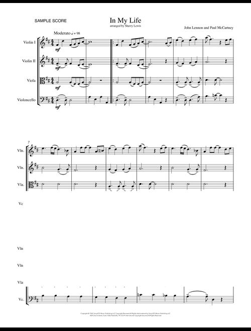 In My Life (Arr. Sherry Lewis) - The Beatles (String Quartet)