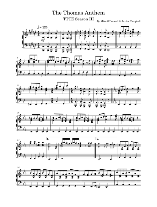 Thomas Anthem Piano Arrangement