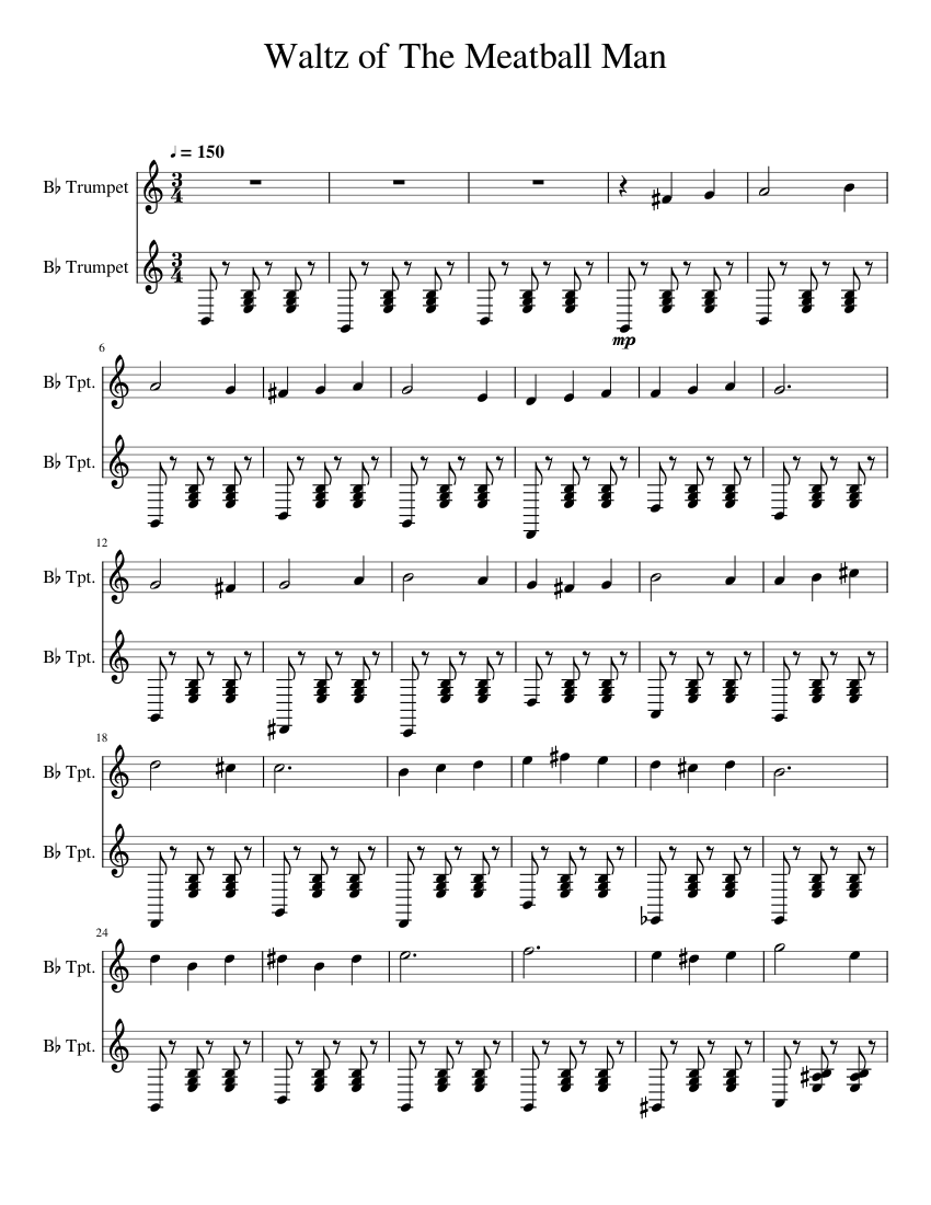 waltz-of-the-meatball-man-sheet-music-for-trumpet-in-b-flat-brass-duet