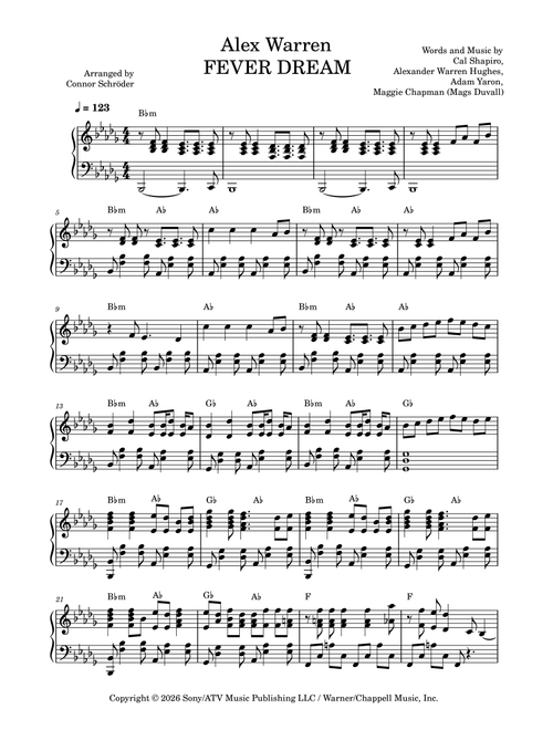 Fever Dream (Arr. Connor Schröder) - Alex Warren (Piano Solo)