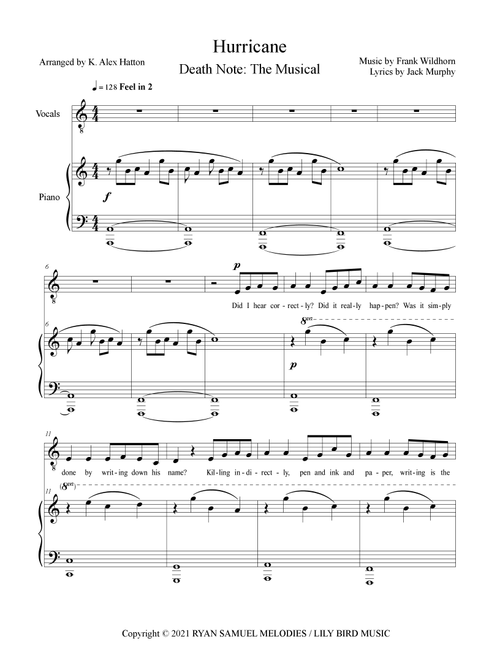 Hurricane (Arr. K. Alex Hatton) - Jack Murphy, Frank Wildhorn (Piano Vocal)