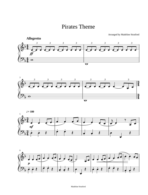 Pirates Theme - Piano Solo -