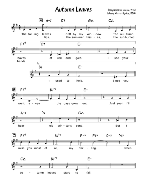 Autumn Leaves (leadsheet)