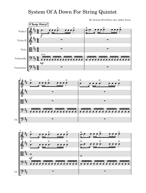 System Of A Down For String Quintet