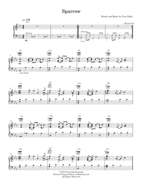 Sparrow - Tom Odell (Piano-Voice-Guitar)