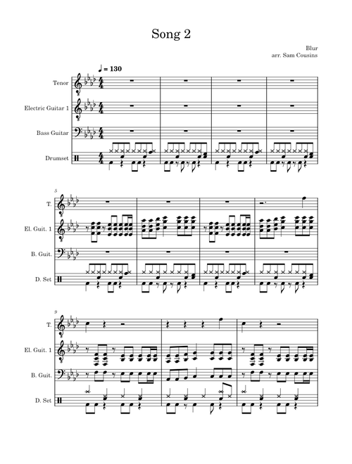 Song 2 – Blur Song 2, Guitar, Vocals, Drums, Bass