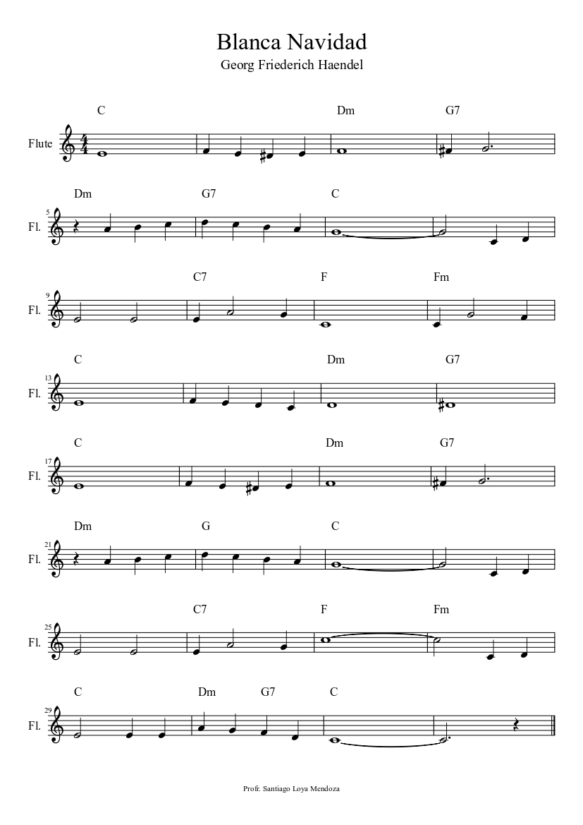 Blanca Navidad Sheet music for Flute (Solo) Blanca Navidad Sheet music for Flute (Solo)