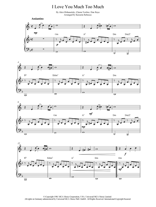 I Love You Much Too Much (Arr. Kaiserin Rebecca) - Santana (French Horn and Piano)