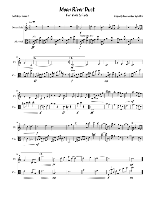 Moon River Duet For Viola & Flute