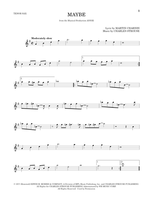 Maybe - Martin Charnin (Tenor Sax Solo)