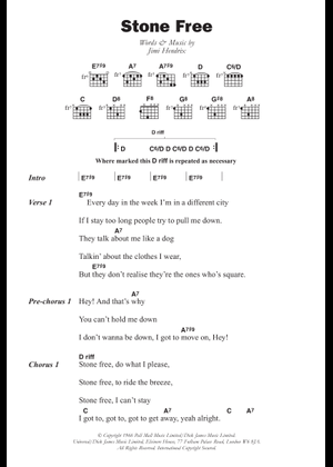 Play Official version of Stone free Sheet Music by Jimi