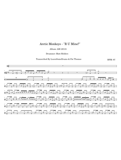 Arctic Monkeys - "R U Mine?" (Drum Score)