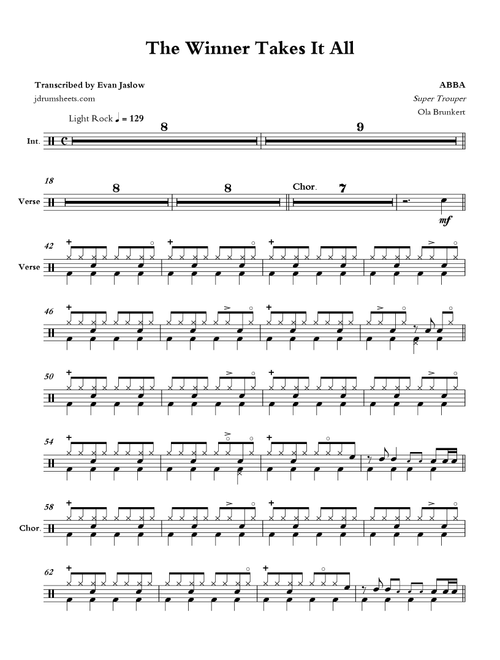 The Winner Takes It All (Arr. Evan Aria Serenity) - ABBA (Drums)