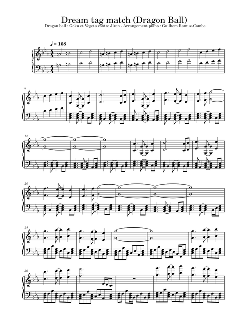 Dream tag match - Dragon Ball Super (piano intermédiaire)