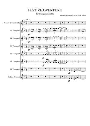Festive Overture Trumpet Ensemble Sheet Music for Trumpet piccolo