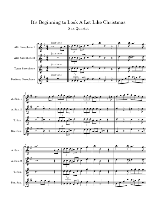 It's Beginning To Look A Lot Like Christmas – Sax Quartet