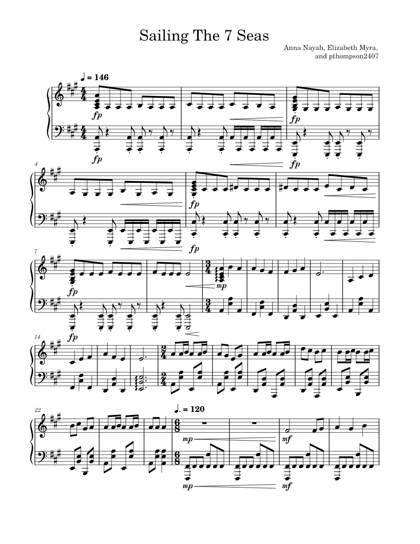Sailing The 7 Seas Sheet Music for Piano (Solo) | MuseScore.com