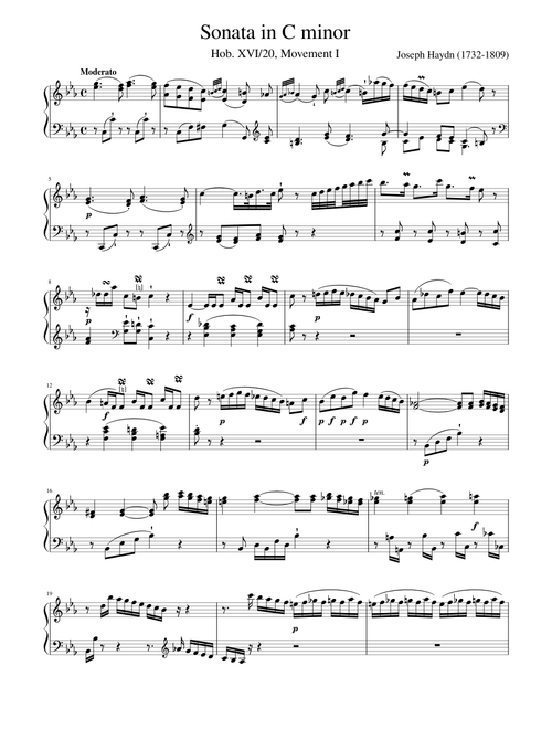 Haydn - Sonata in C minor HOB XVI/20 Movement I