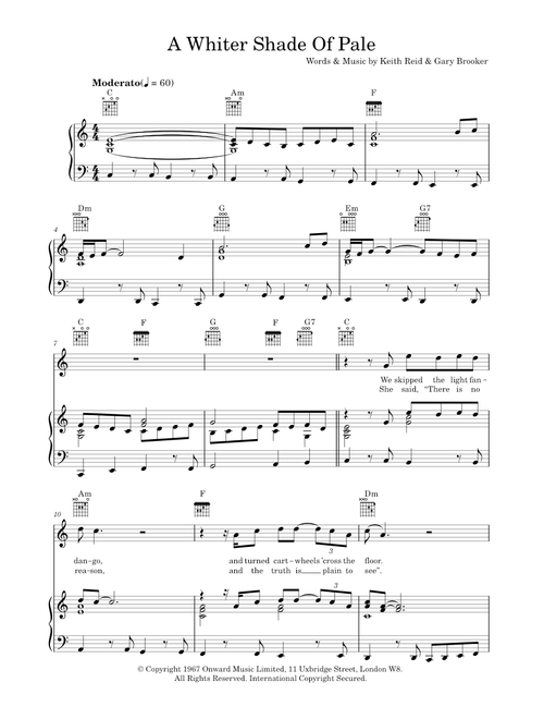 A Whiter Shade Of Pale - Procol Harum (Piano-Vocal-Guitar (Piano Accompaniment))