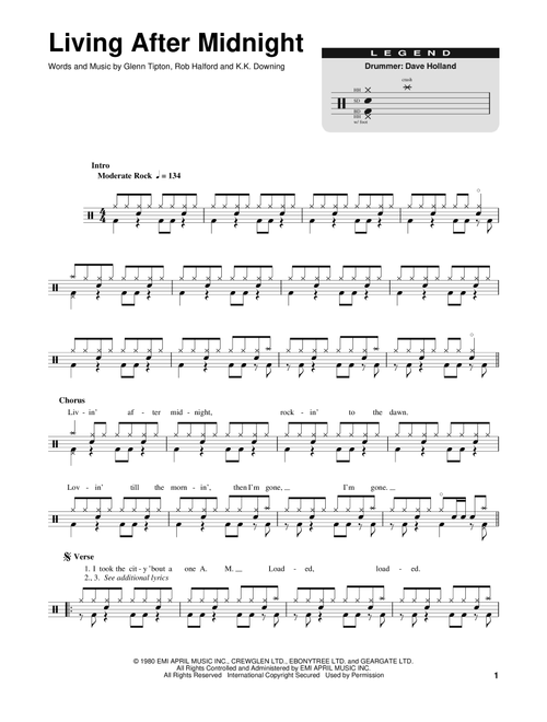 Living After Midnight - Judas Priest (Drum Transcription)