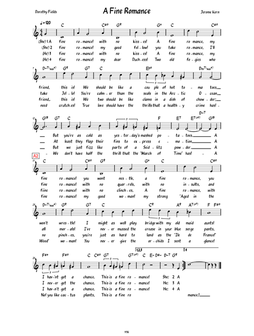 A Fine Romance (Lead sheet with lyrics )