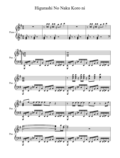 Higurashi No Naku Koro Ni (FULL) for Piano