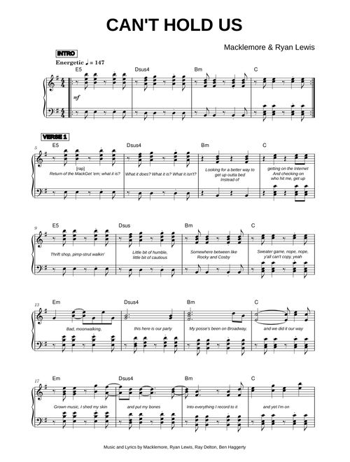 Can't Hold Us - Macklemore & Ryan Lewis (Piano Solo)