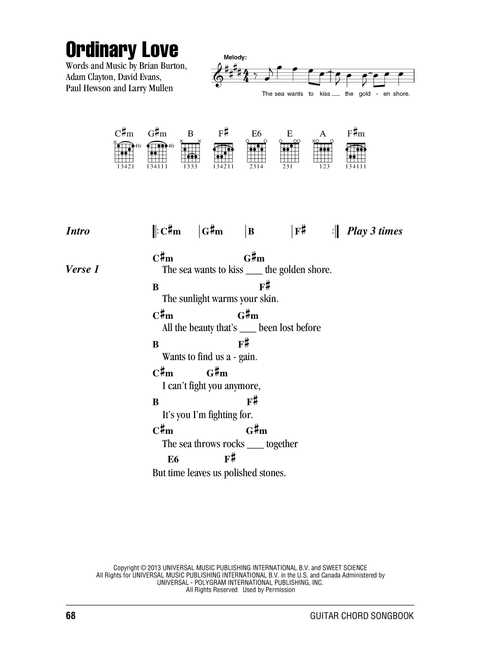 Ordinary Love - U2 (Guitar Chords-Lyrics)