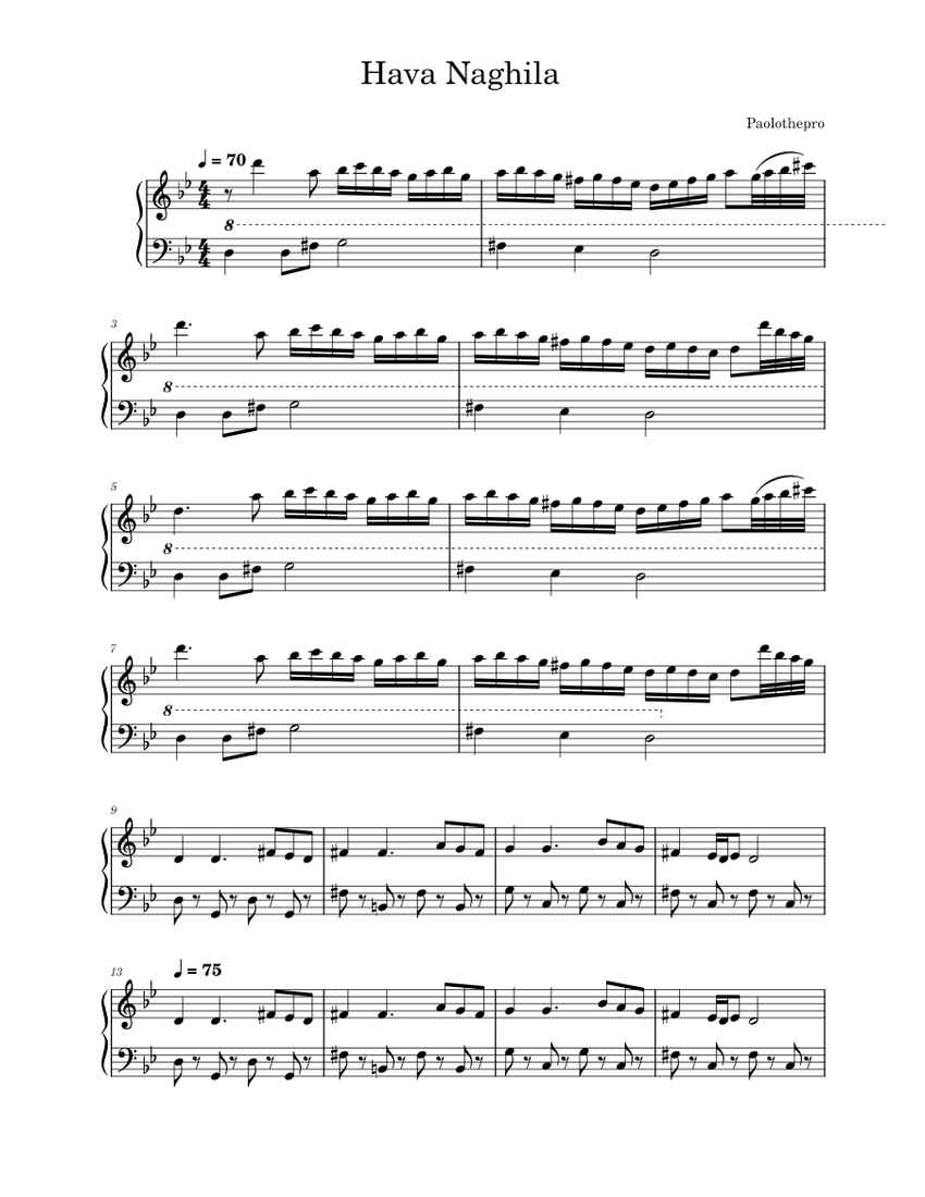 Hava nagila Misc Traditional Hava nagila Sheet music for Piano (Solo