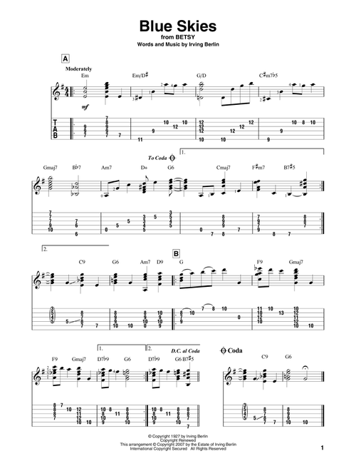 Blue Skies (Arr. Jeff Arnold) - Irving Berlin (Solo Guitar)