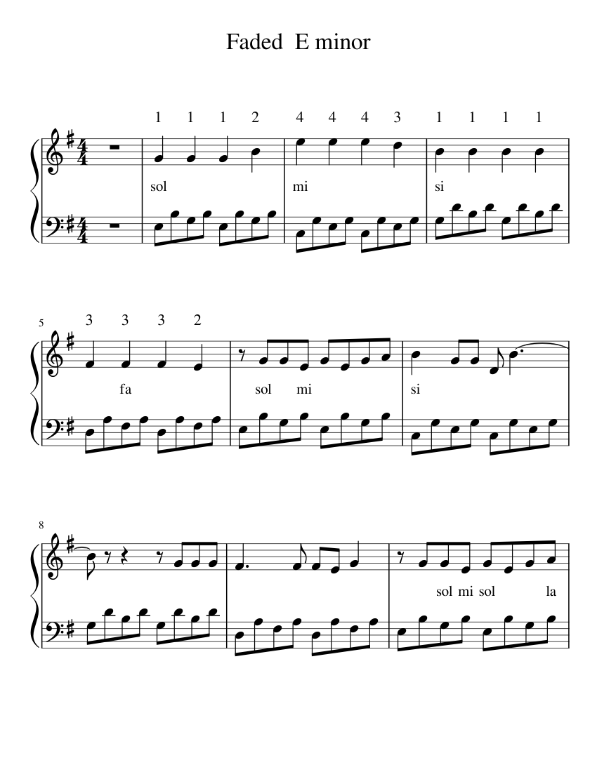 Faded minor Sheet music for Piano (Solo) | Musescore.com