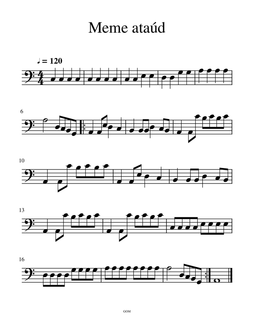 Meme ataúd (bassoon) Sheet music for Bassoon (Solo)