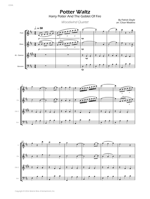 Potter Waltz (Arr. César Madeira) - Ost (Original Soundtrack) (Woodwind Ensemble)