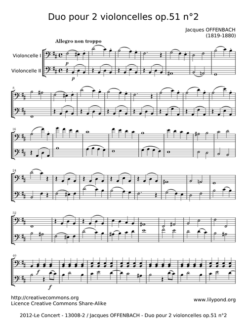 Duos for 2 Cellos, Op.51 - Jacques Offenbach