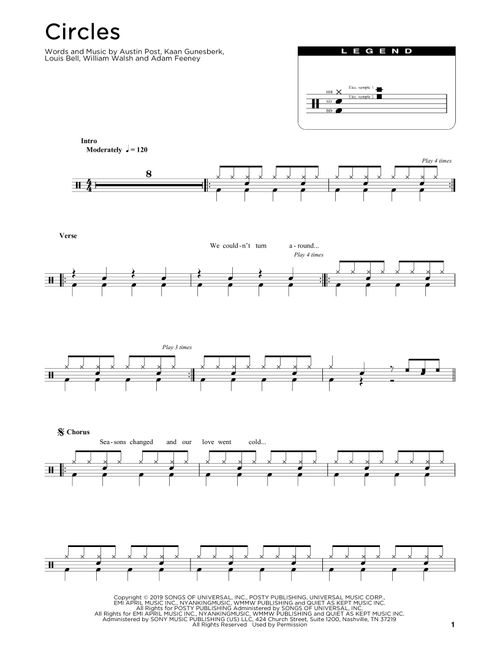 Circles - Post Malone (Drum Chart)