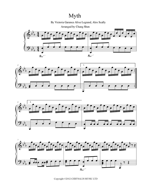 Myth (Arr. Chang Shen) - Beach House (Piano Vocal)